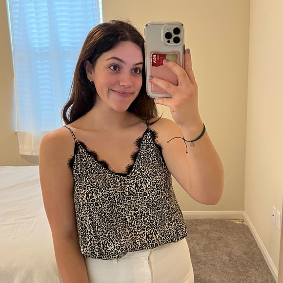 Cheetah spaghetti strap shirt. Perfect condition only worn once. - Picture 3 of 6